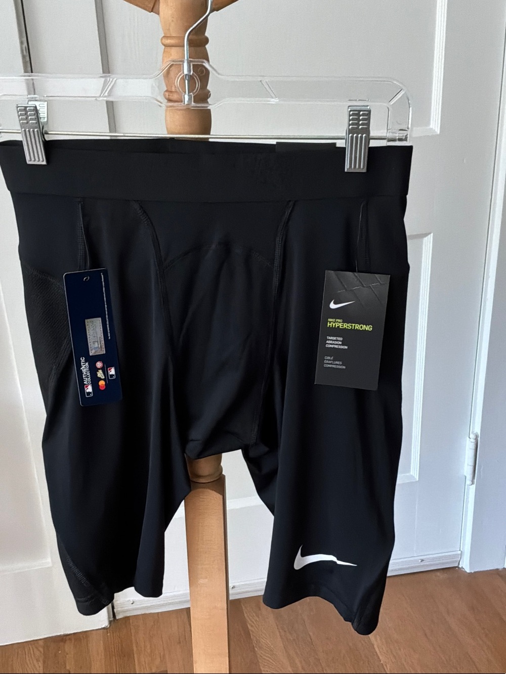 Nike Black Hyperstrong Compression Shorts with White Swoosh